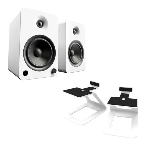 Kanto Yu6 Powered Bookshelf Speakers With Se6 Elevated Desktop Speaker Stands