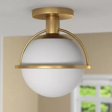 Hudson&canal Cieonna Semi Flush Mount With Glass Shade