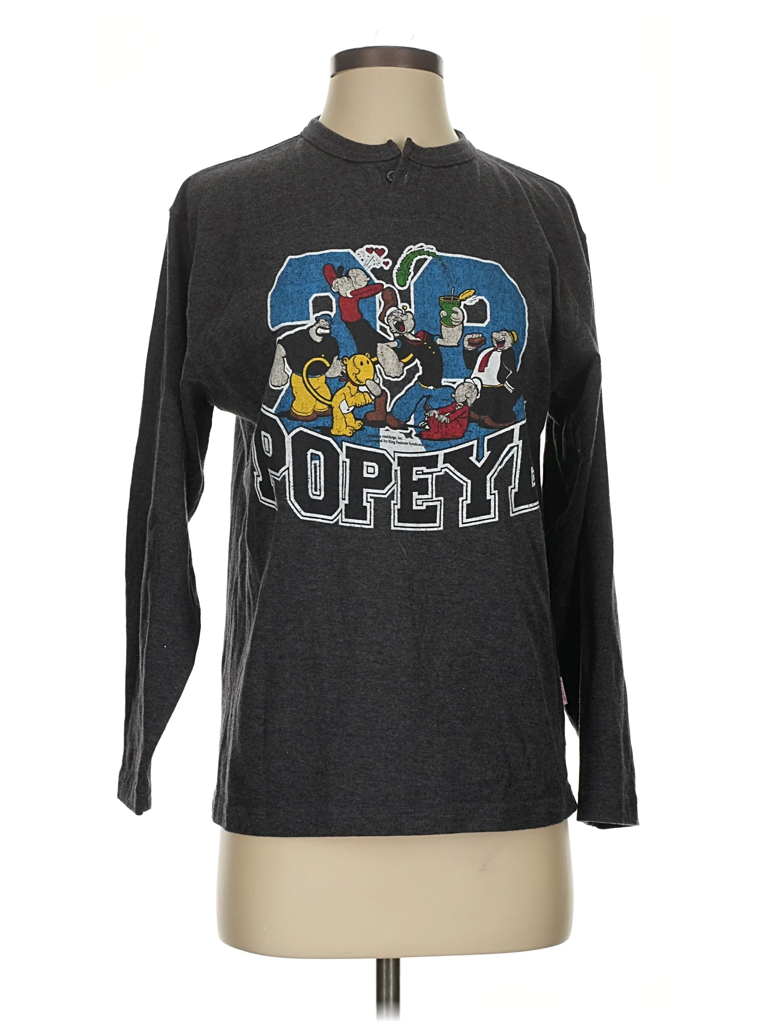 Popeye Gray Long Sleeve T-shirt Size S