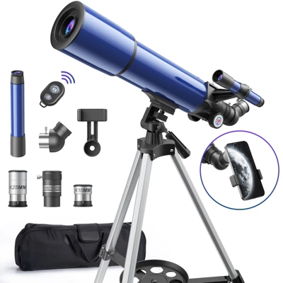 Sugift Telescope, 80mm Aperture 500mm Portable Refractor Telescopes For Astronomy Beginners With Phone Adapter & Carry Bag
