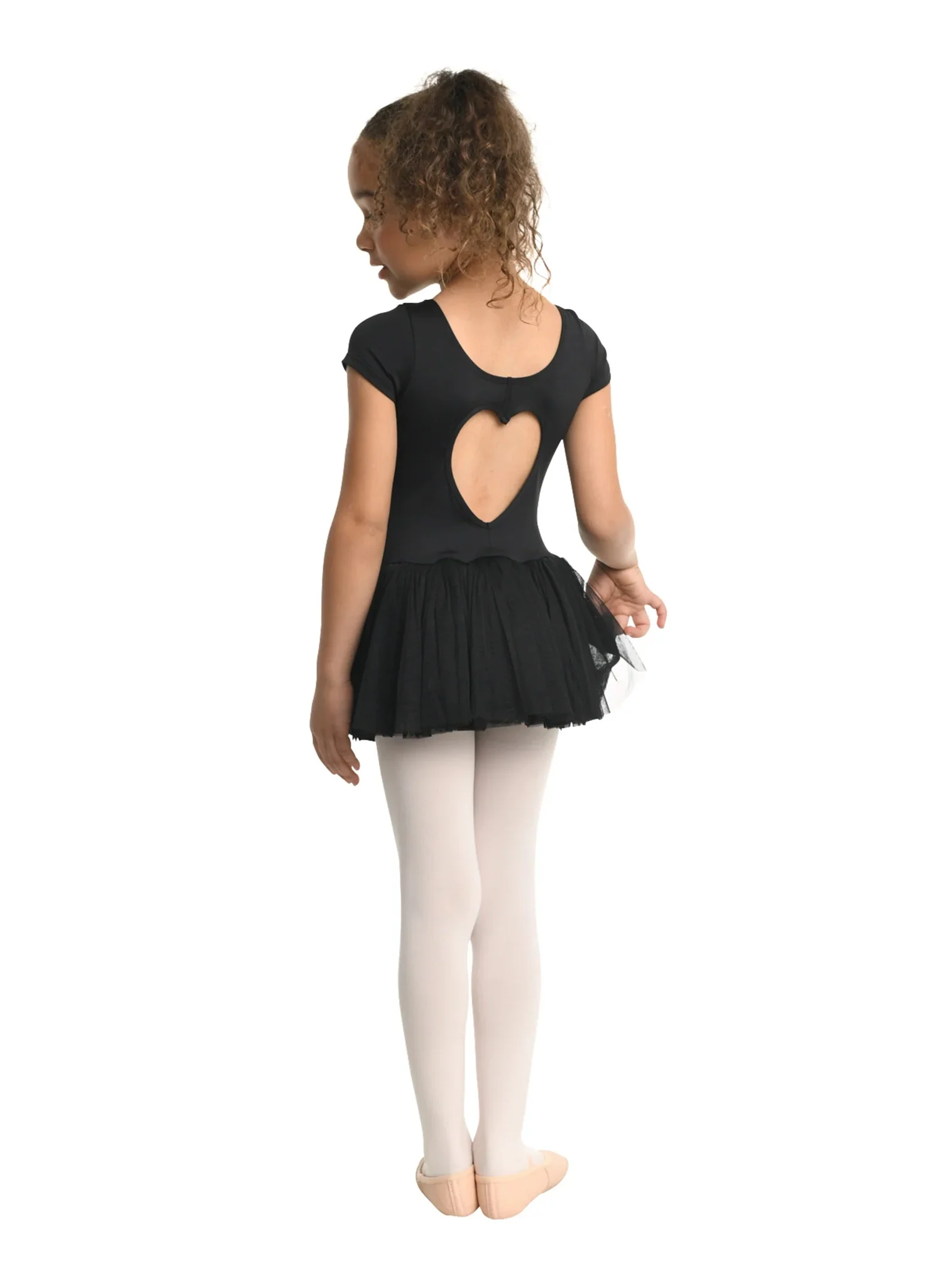 Kids Penny Cap Sleeve Heart Dress - Black