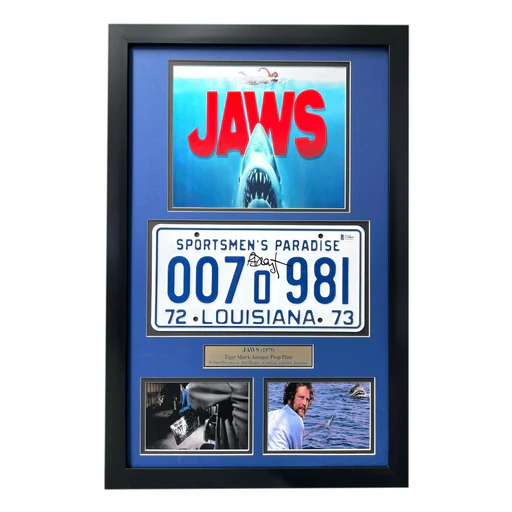 "jaws" Richard Dreyfuss Autographed Autopsy License Plate Framed Collage