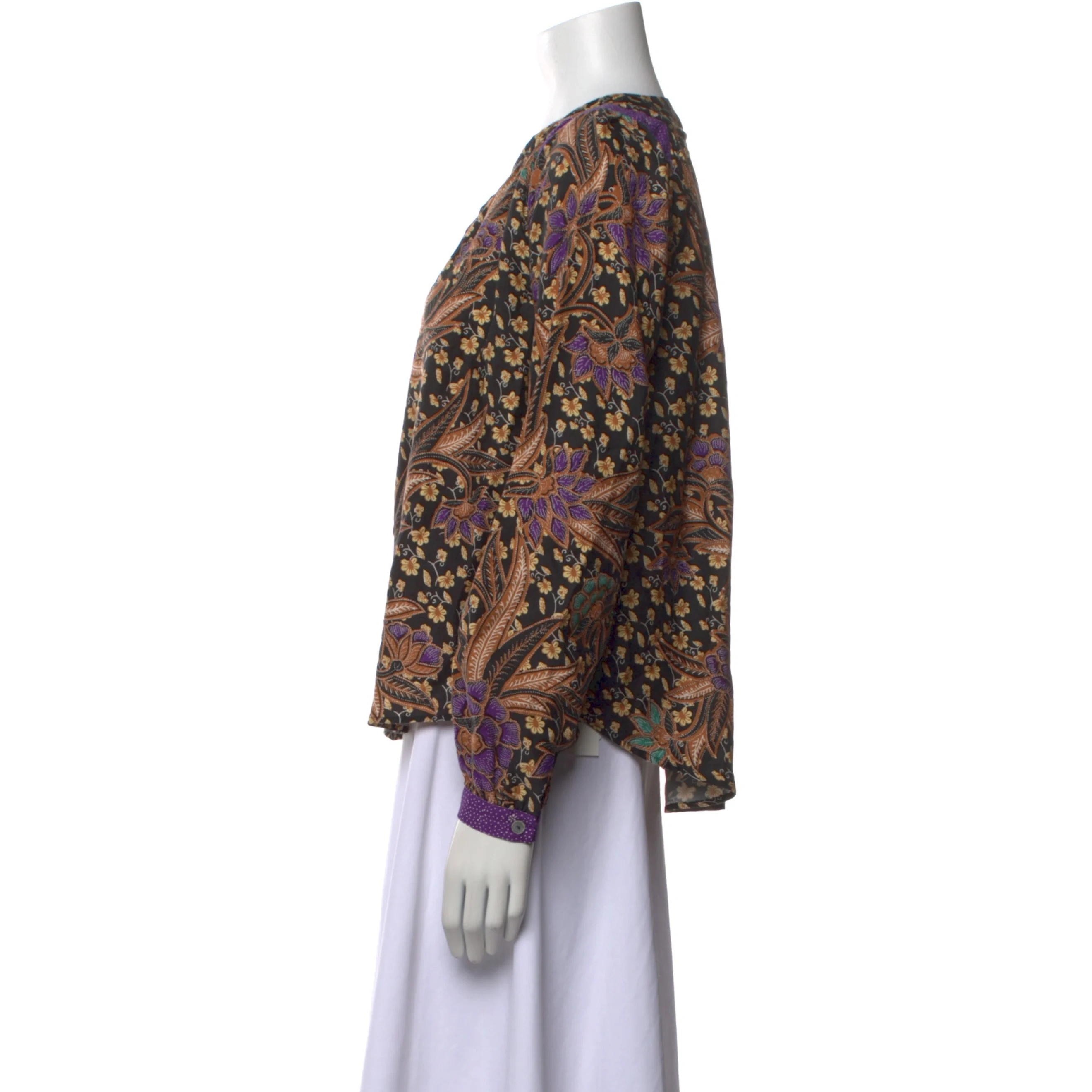 Warm Printed Crew Neck Blouse