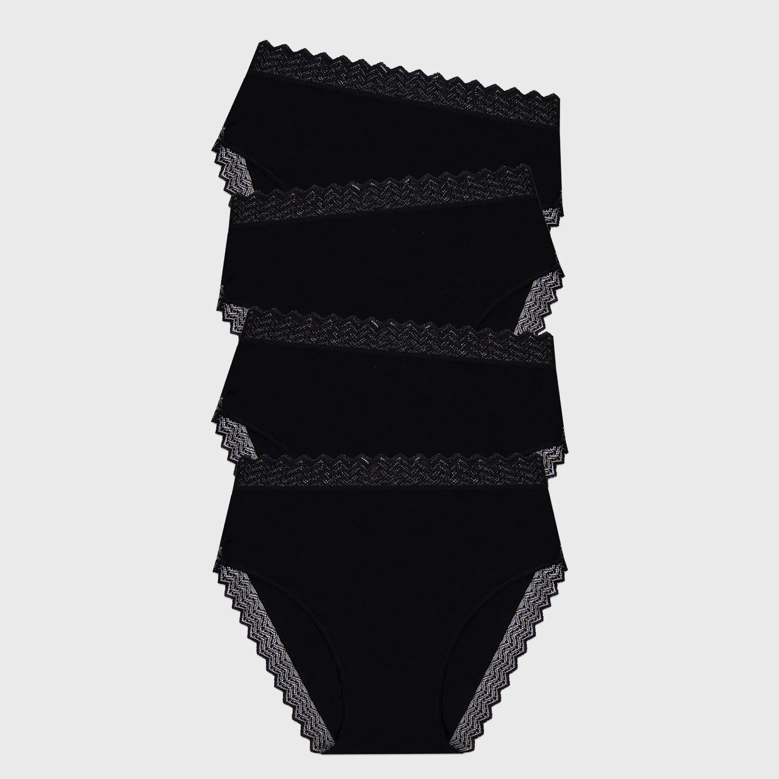 Zigzag Lace High Rise Knicker Four Pack - Black - 2x