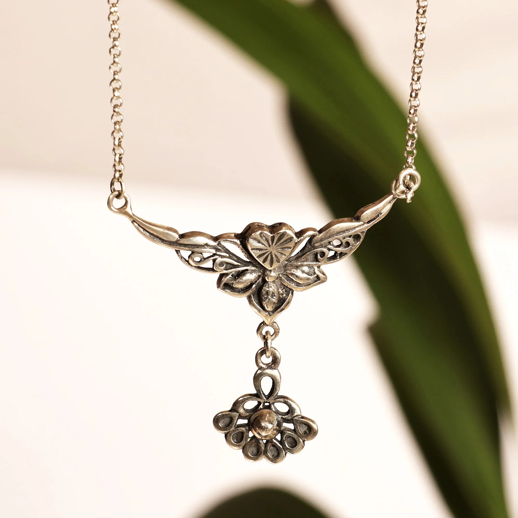 Antiqued Finish Classic Sterling Silver Pendant Necklace - Eden Blessings | Novica