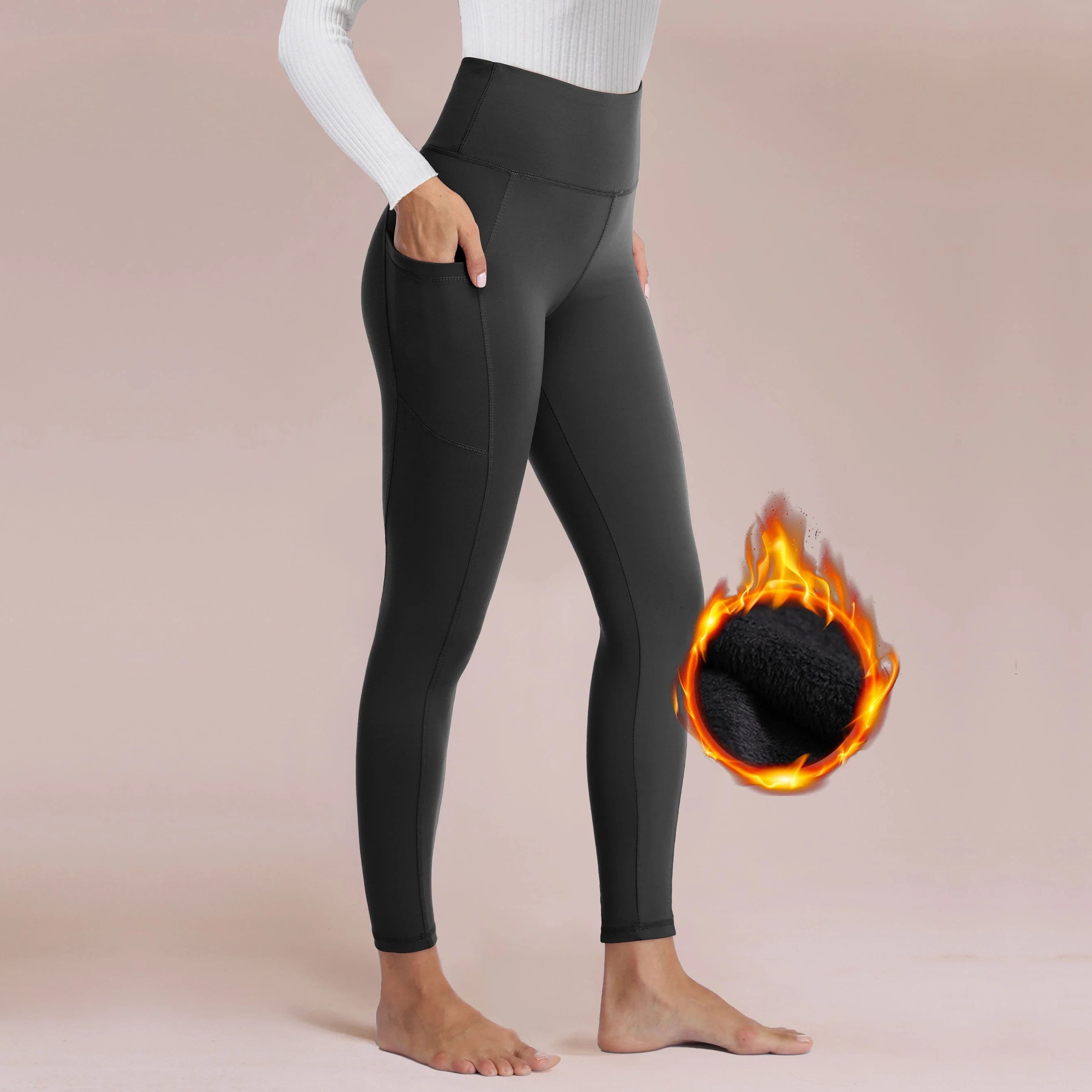 Showitty 1/3 Pack Fleece Lined Leggings With Pockets For Women - Plus Size High Waist Tummy Control Soft Women's Yoga Pants For Workout Running