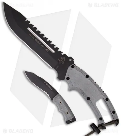 Tops Knives Steel Eagle 107c Xx Knife & Baby Eagle Set (7.5" Black)
