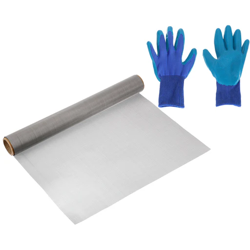 Uxcell Woven Wire Mesh, 304 Stainless Steel Air Vent Filter Screen With Gloves, Window Screen Mesh For Diy Projects Vents Cover Filtration Animals Fence - 24 Mesh 79" X 10"