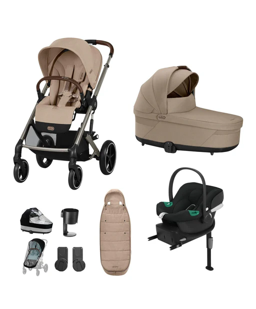 Cybex Balios Pushchair Bundle With Cybex Aton B2 I-size Car Seat (6 Pieces) - Almond Beige