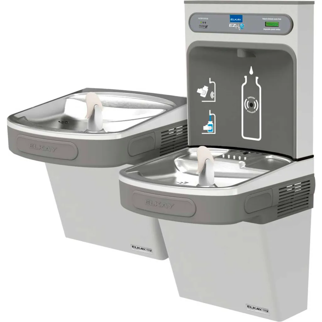 Elkay Lzstlddwssk Ezh2o Bottle Filling Station, Bi-level, Non Refrigerated, Filtered, Ss