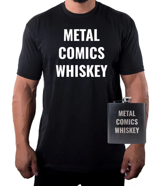 Carla Harvey Metal Comics Whiskey T Shirt And Flask Combo - Mens 3xl