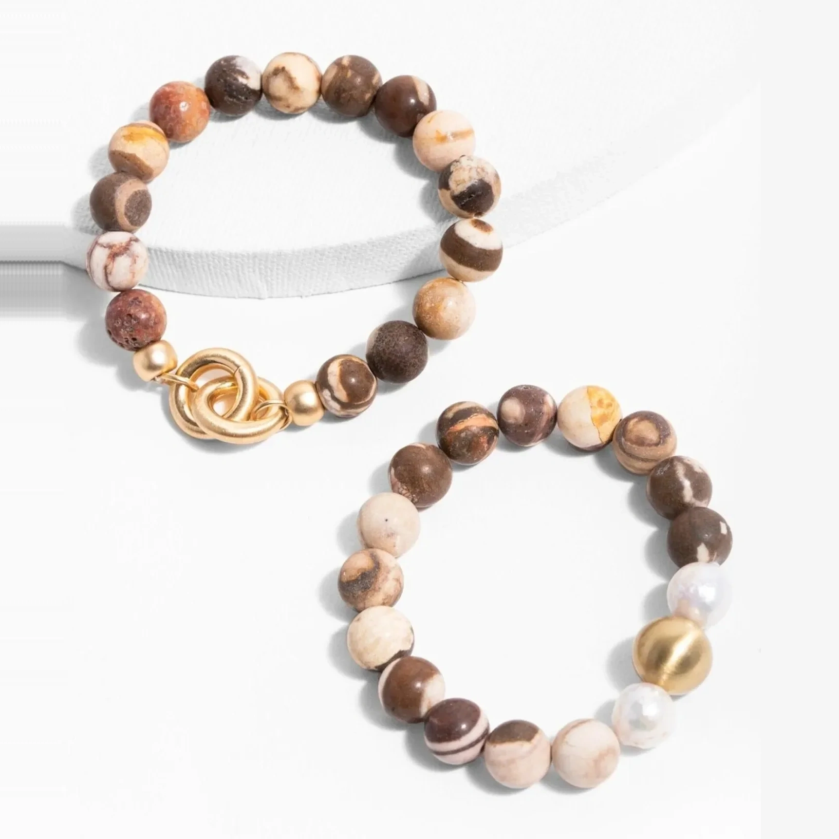 Stone Pearl Stretch Bracelet Set - Sienna