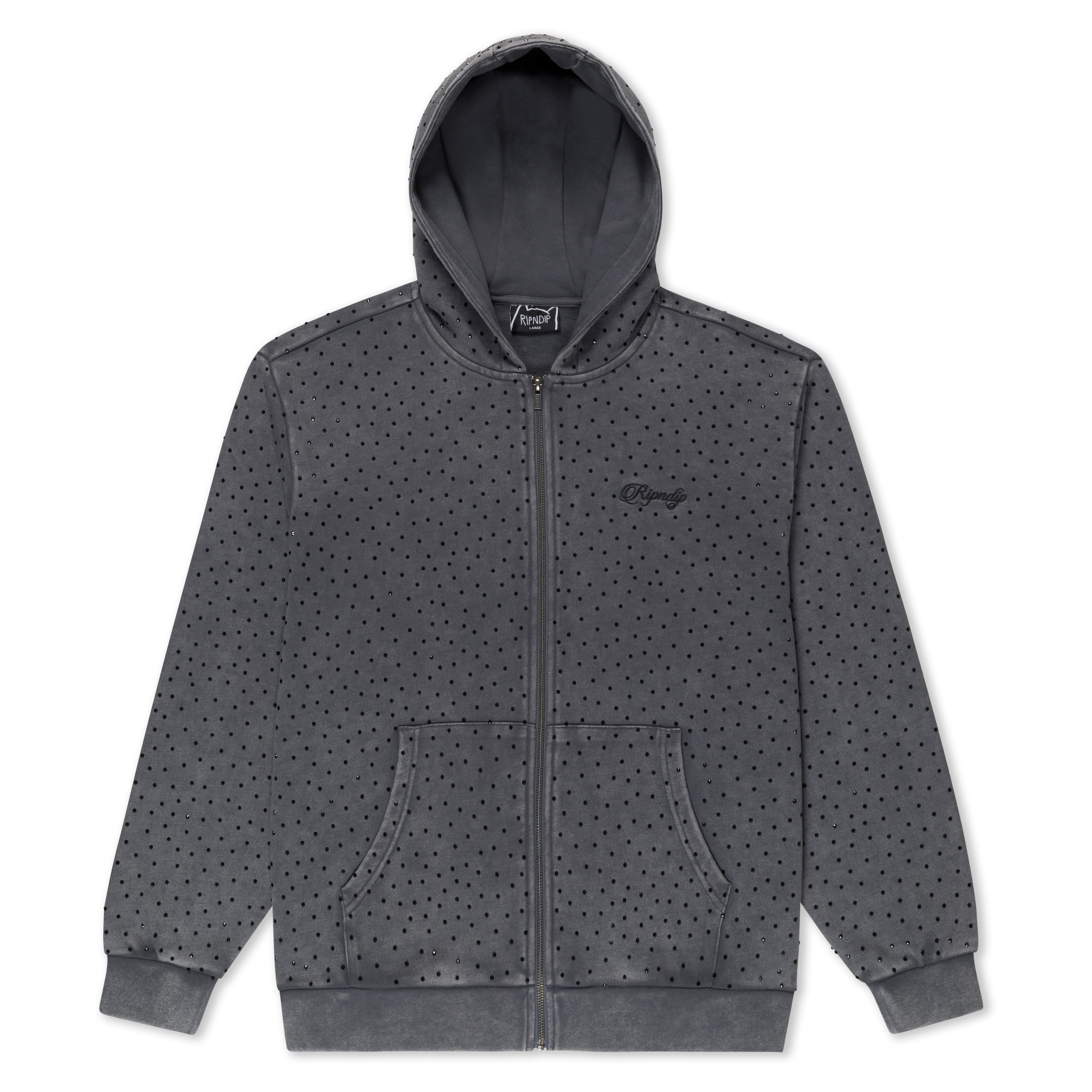 Ripngems Zip Up Hoodie (charcoal Wash) - Small