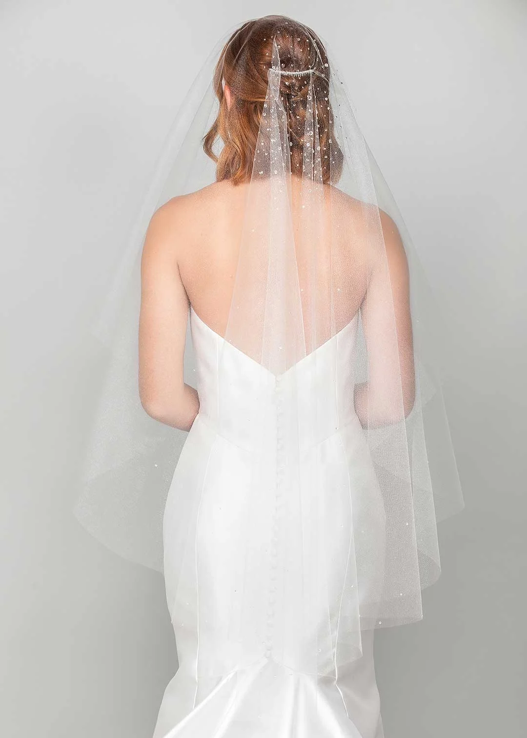 Ora Two-tier Fingertip Veil With Heavy Crystal Top - Lilac