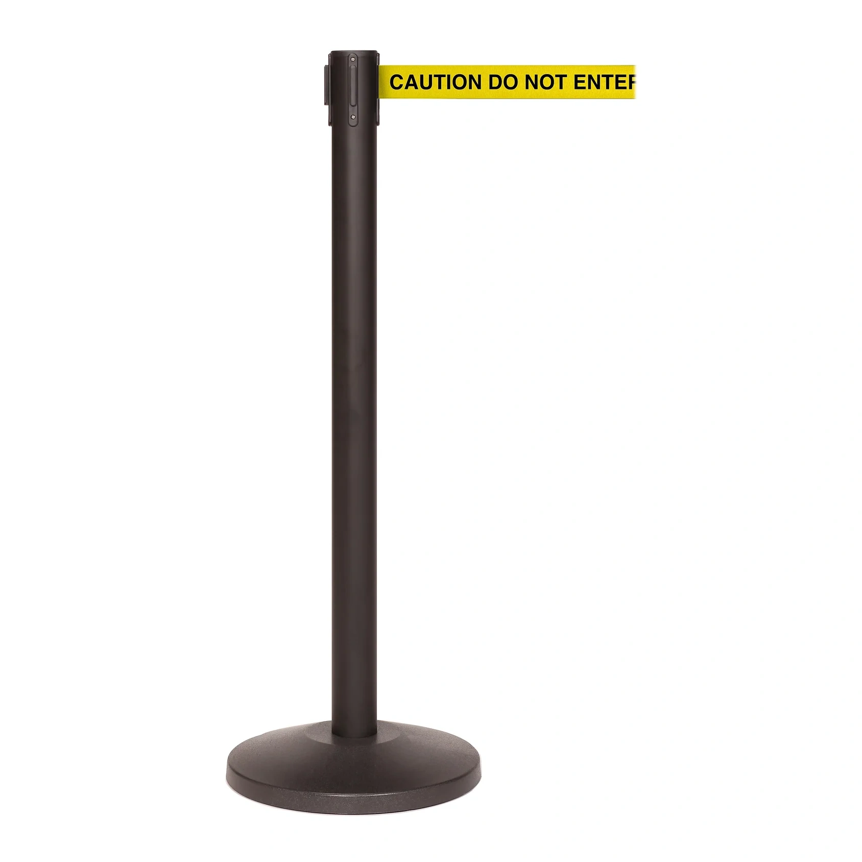 Queue Solutions Queuemaster 550 2" Nylon Crowd Control Belt Barrier, Black/yellow