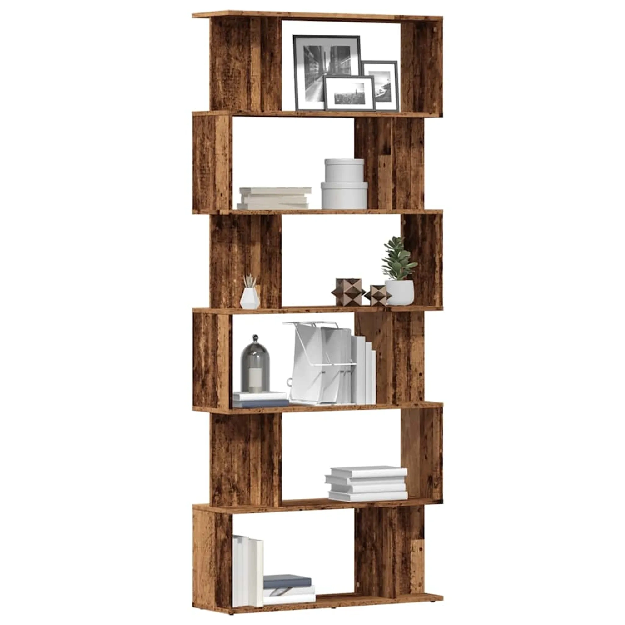 Book Cabinet Old Wood 80x24x192 Cm Engineered Wood