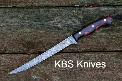 7" Fillet Knife Damascus Steel With Sheath