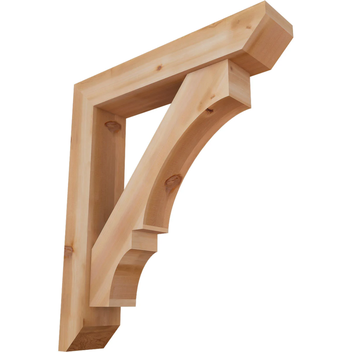 Rustic Wood Bracket W/ Offset Brace, Balboa Style, Slat Ends, 7 1/2"w X 38"d X 44"h, Smooth Western Red Cedar