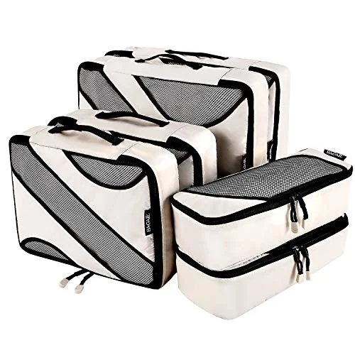 6 Set Packing Cubes,3 Various Sizes Travel Luggage Packing Organizers (beige)
