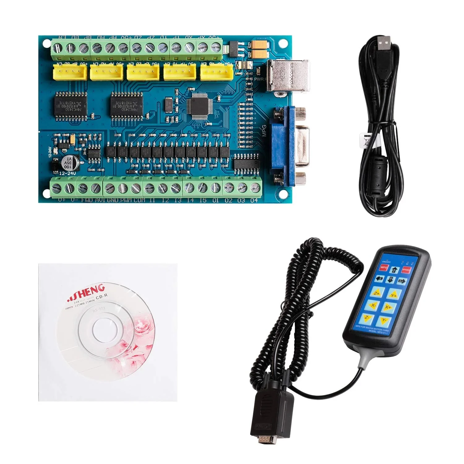 Sainsmart 5-axis Mach3 Usb Controller Card Stb5100 With Mpg Handy Manual Controller