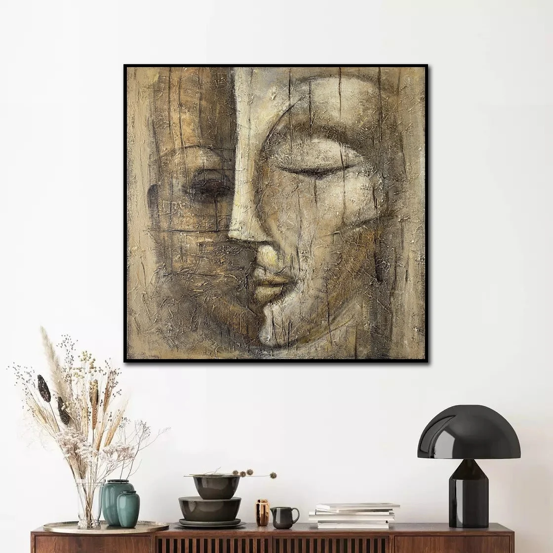 Zen Silence - 72"x72" | 183x183 Cm/stretched + Gold Frame