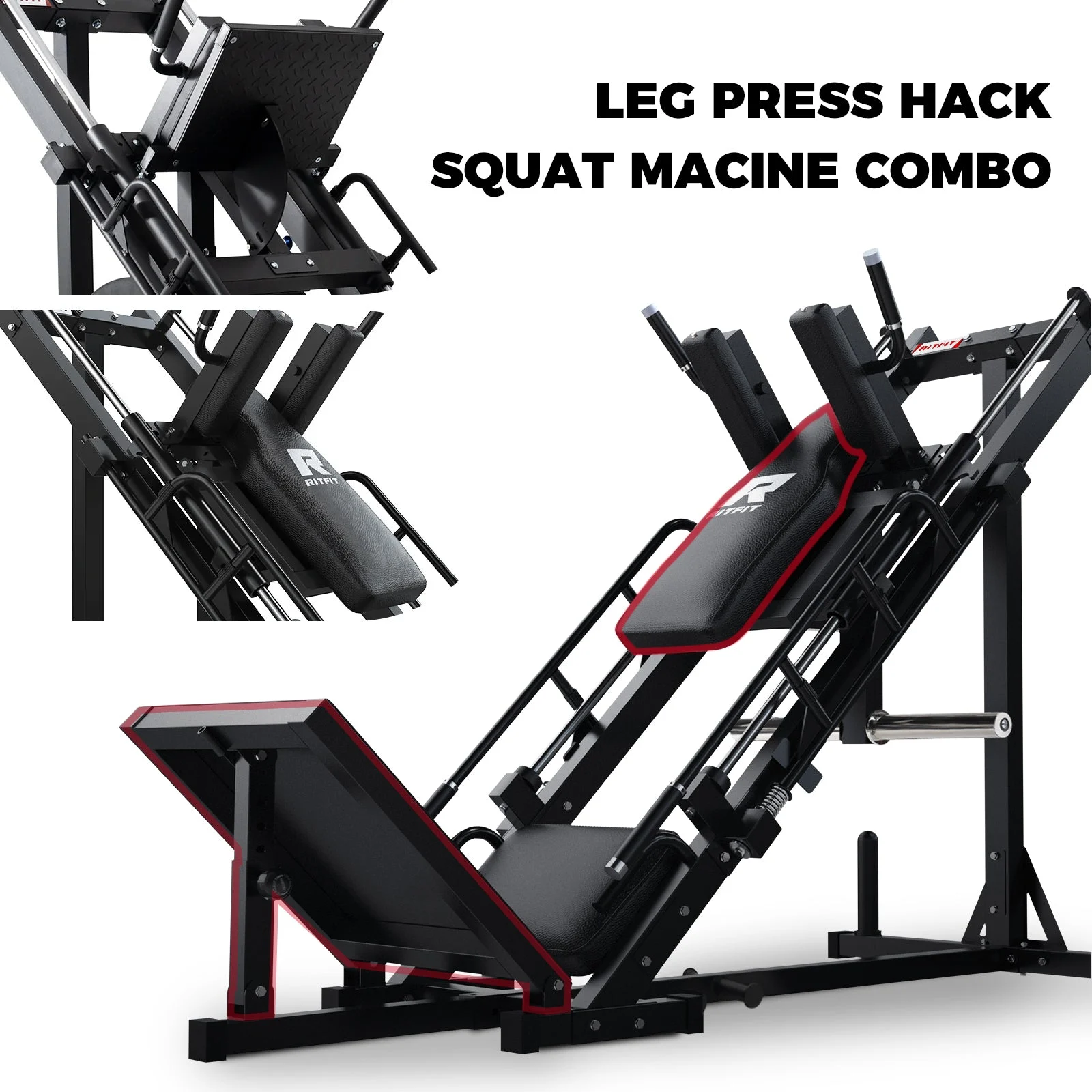 Ritfit Blp01 45 Degree 3-in-1 Leg Press Hack Squat And Calf Raise Machine - Black
