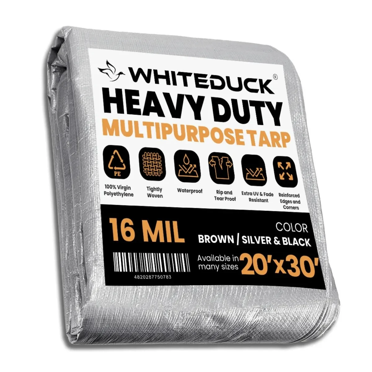 20’ X 30’ Super Heavy Duty Poly Tarp - Black & Silver