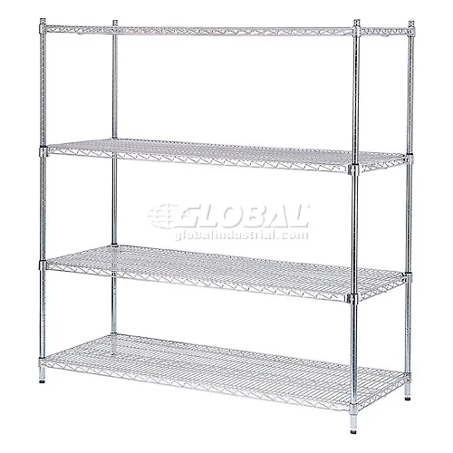 Nexel 4 Shelf Poly-z-brite Quick Adjust Wire Shelving Unit Starter 36"w X 18"d X 54"h