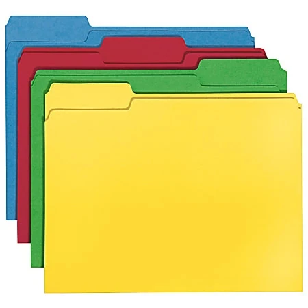 Smead Cutless Watershed File Folders Letter Size 1/3 Cut 30% Recycled Assorted Colors Box Of 100