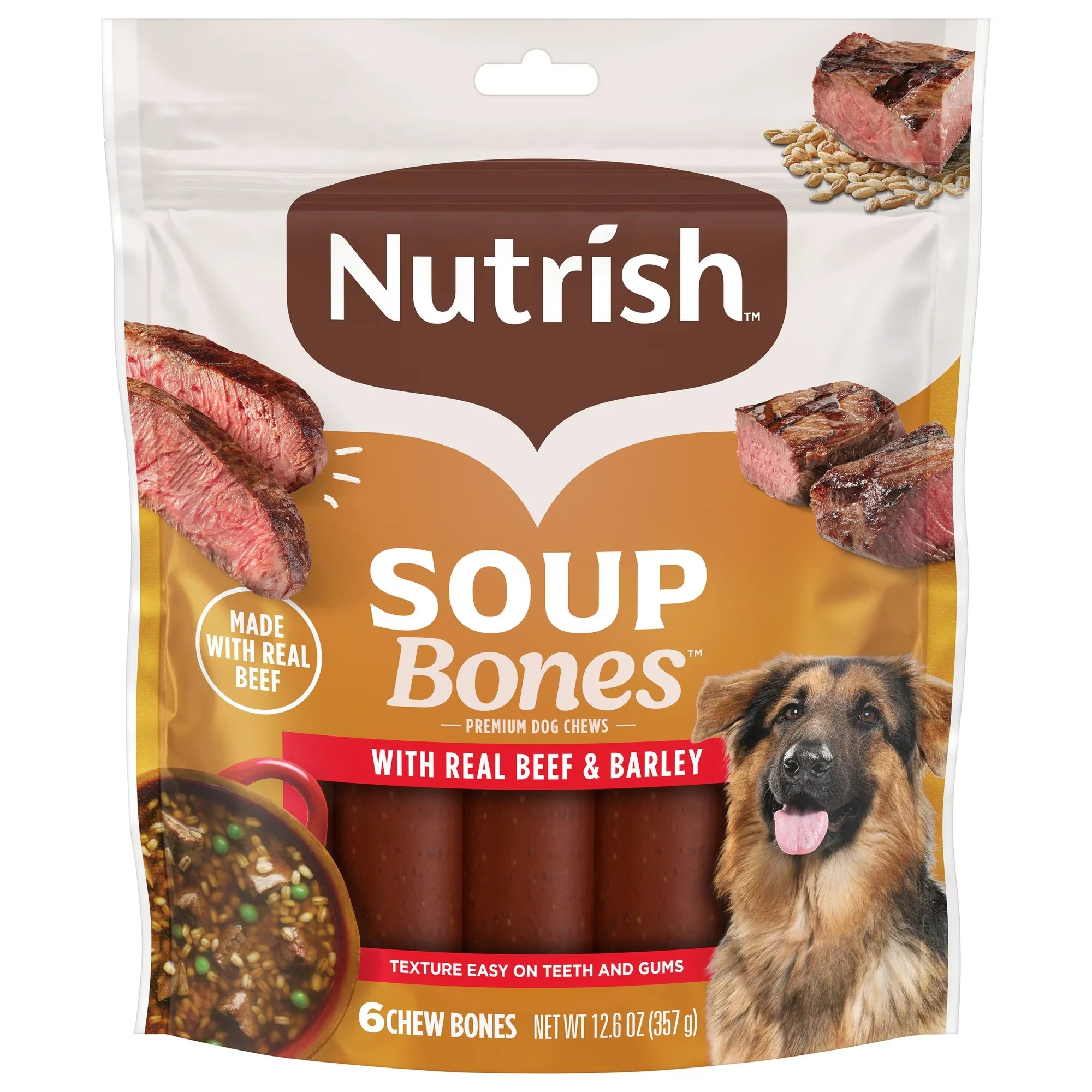 Nutrish Soup Bones Premium Beef & Barley Flavor Dog Treats, 12.6-oz Bag, Bundle Of 2