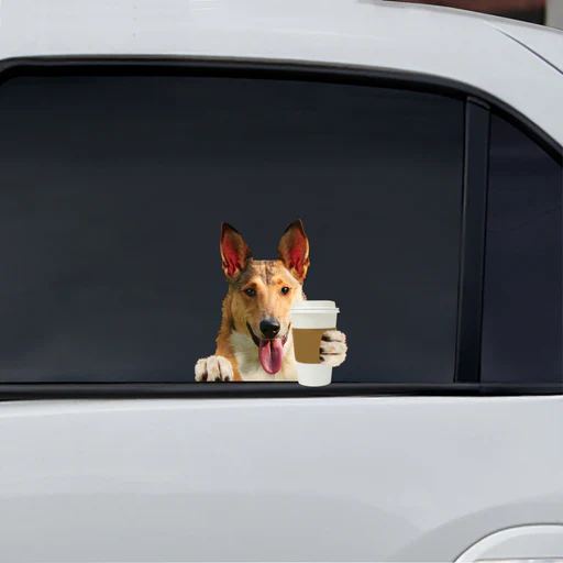 Good Morning - Smooth Collie Car/ Door/ Fridge/ Laptop Sticker V1 - 15" X 11.8" (38 X 30 Cm)/premium Dual-sided Sticker
