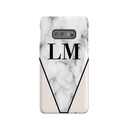 Personalised Pink X Grey Marble Samsung Galaxy S10e Case - Tough Impact Case (extra Protection)