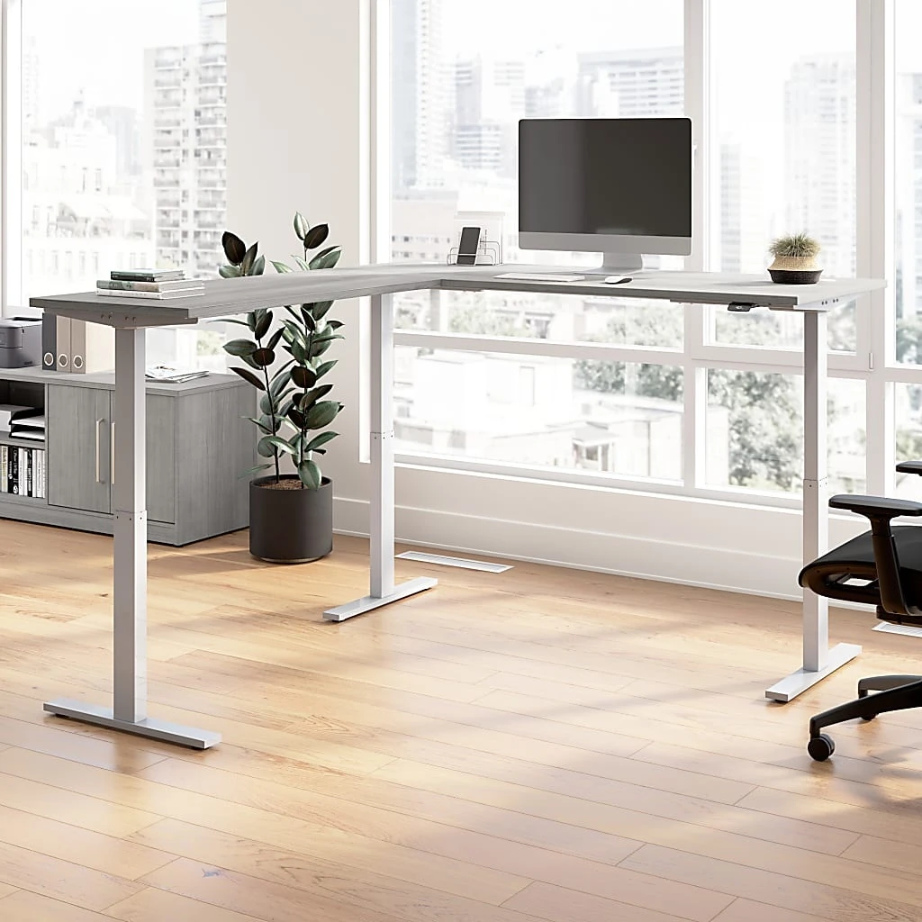 Bush Business Furniture Move 60 Series 72w L Shaped Adjustable Standing Desk, Platinum Gray (m6sl7278pgbk)