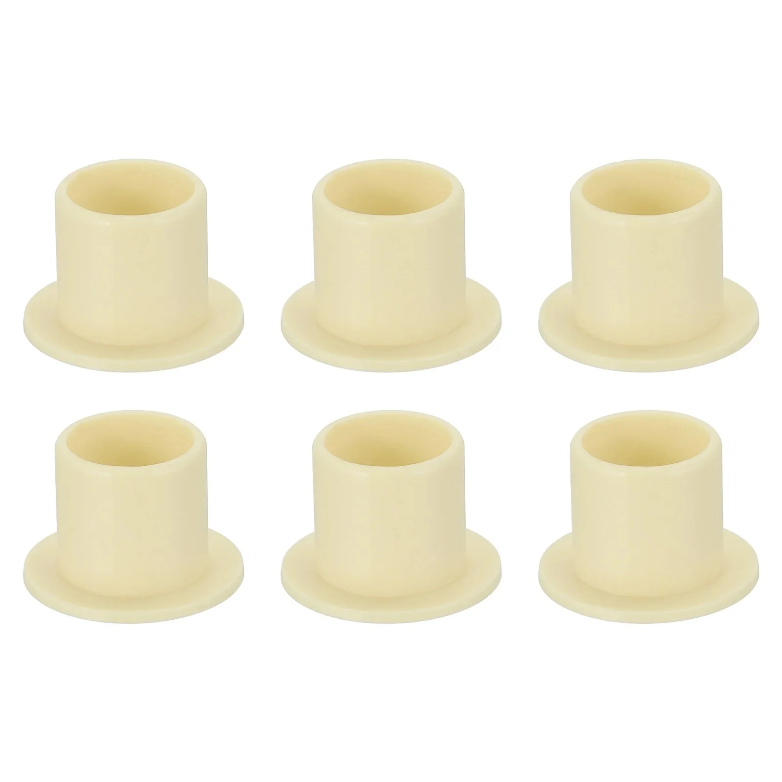 Uxcell 6pcs Flanged Sleeve Bearing, Plastic Bushing Id 10mm X Od 12mm X Length 12mm Pom Bushing, Yellow