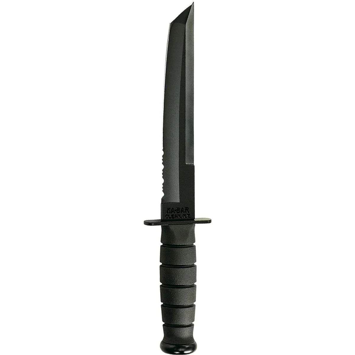 Ka-bar 8" Fixed Blade Tanto Half-serrated Knife W/ Sheath - Black