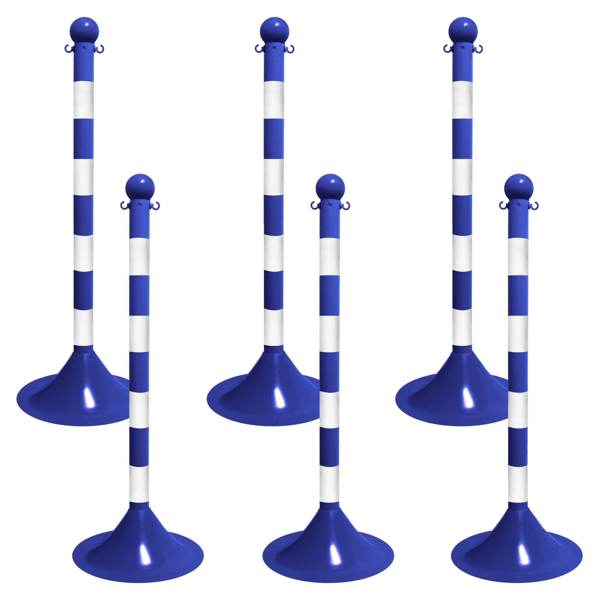 Striped Plastic Stanchions - Blue And White/2 Inch - Light Duty/6