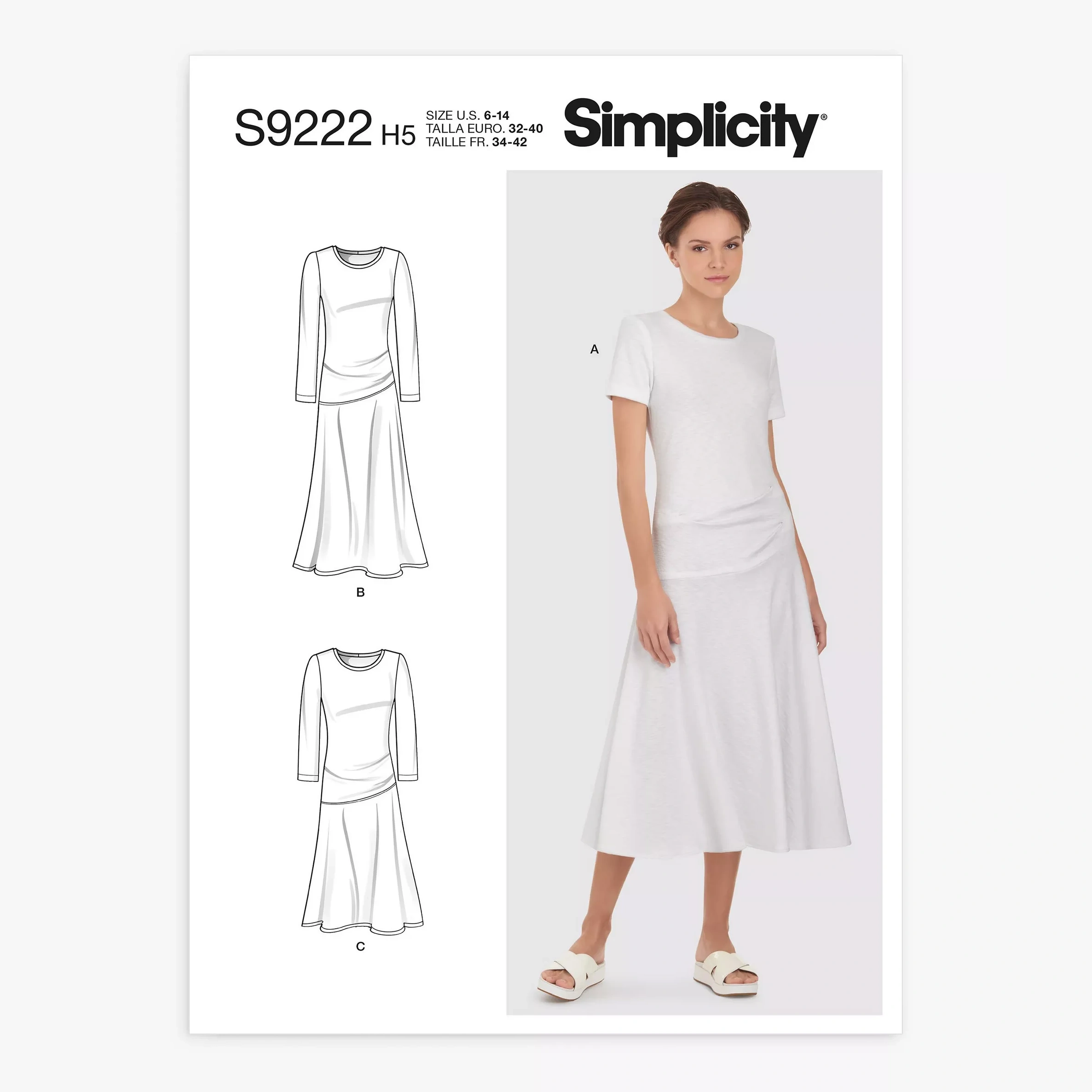 Simplicity Misses' Asymmetrical Draped Dress Sewing Pattern, S9222
