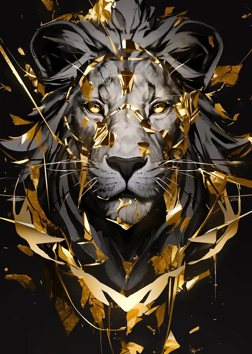 Golden Lion Abstract Art