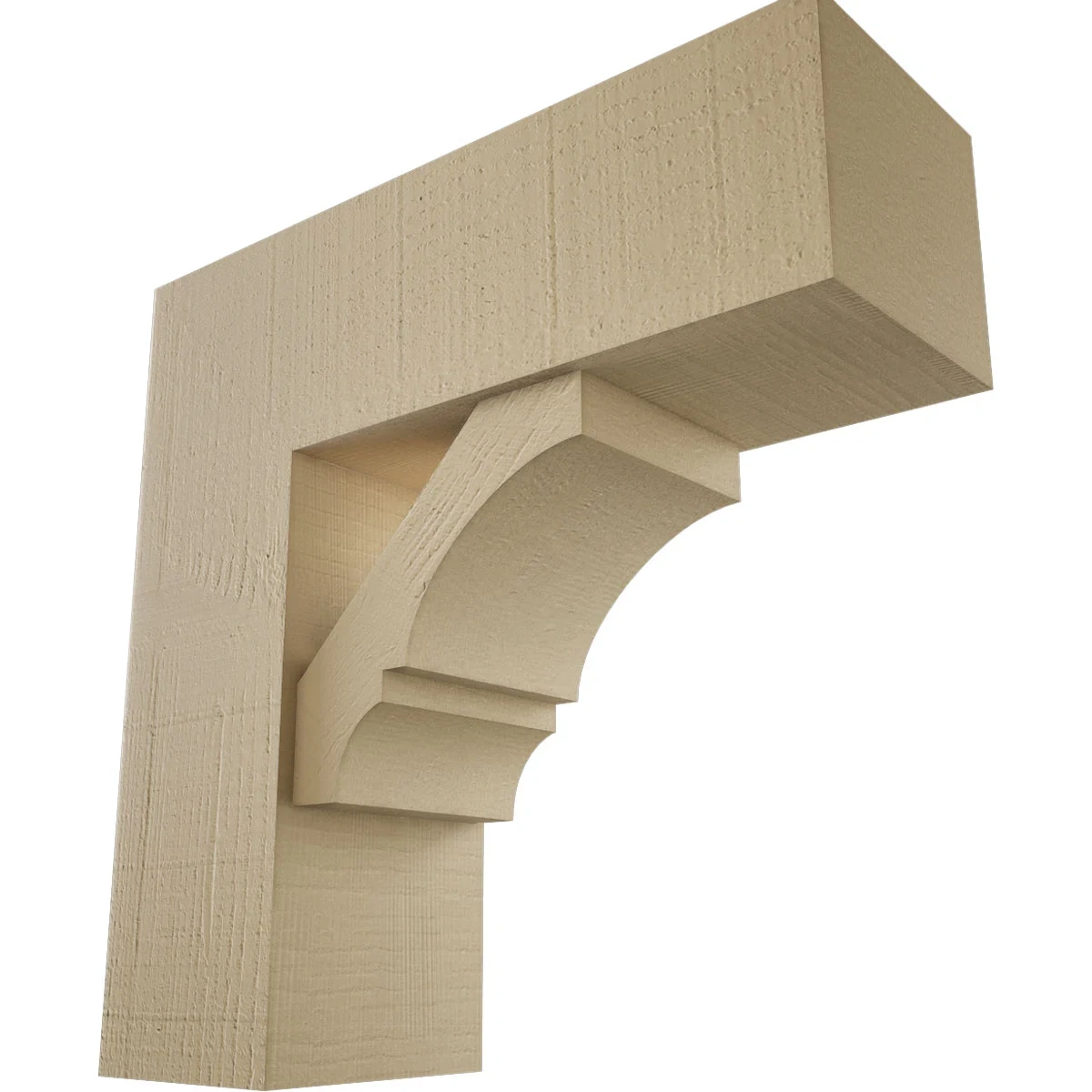 Timberthane Faux Wood Bracket W/ Offset Brace, Balboa Style, Block Ends. 7 1/2"w X 22"d X 22"h, Primed Tan