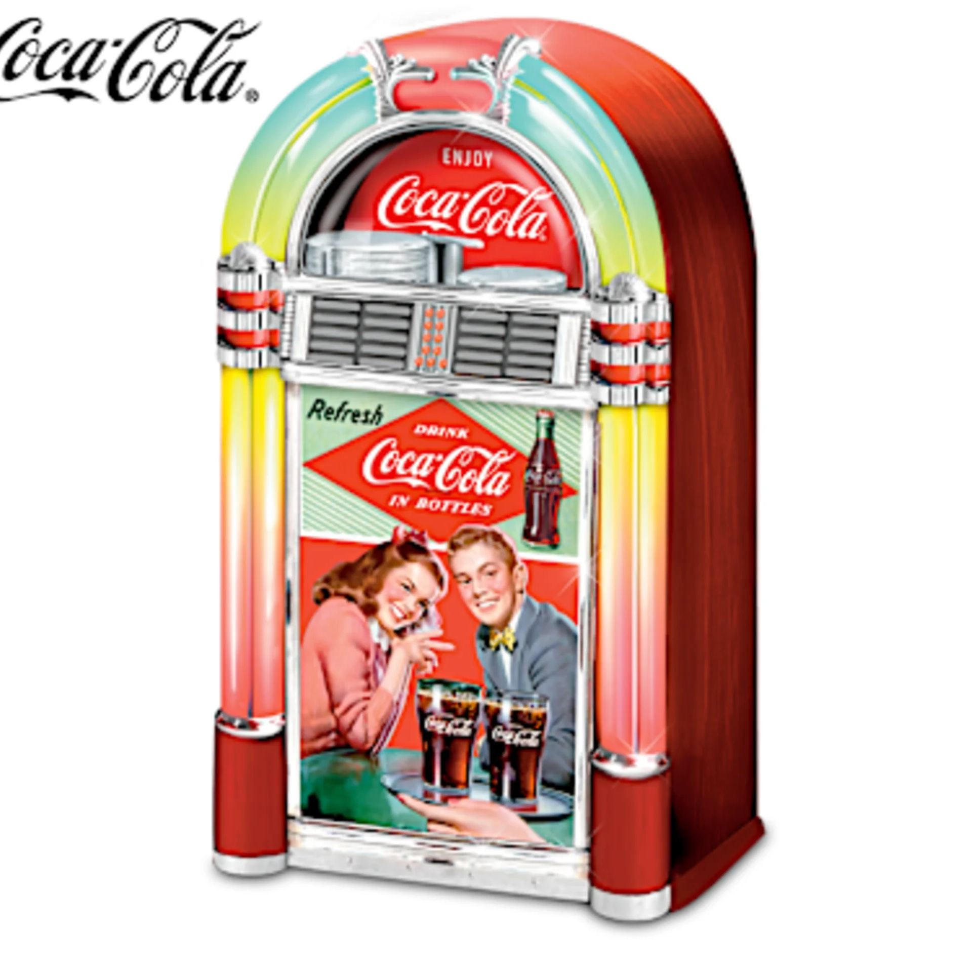Coca-cola Retro-style Illuminated Musical Jukebox Sculpture Collection