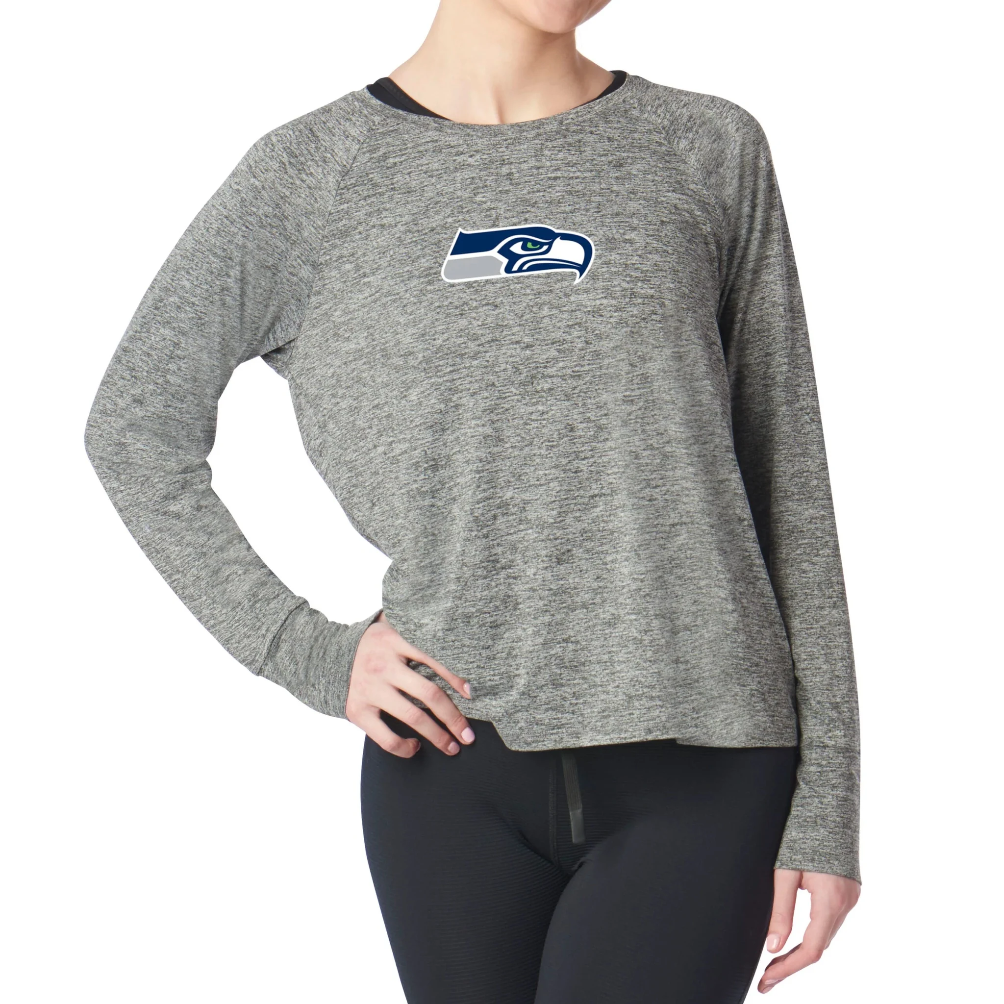 Seattle Seahawks Nfl Kadi Raglan Long Sleeve Heather Grey
