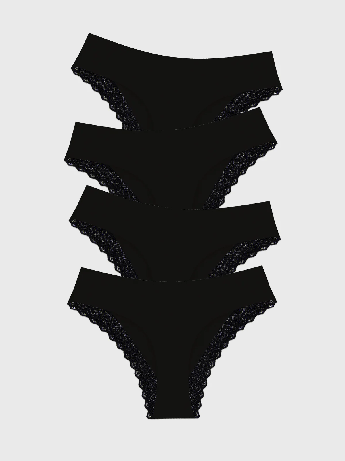 Zigzag Lace Brazilian Knicker Four Pack - Black - 4x