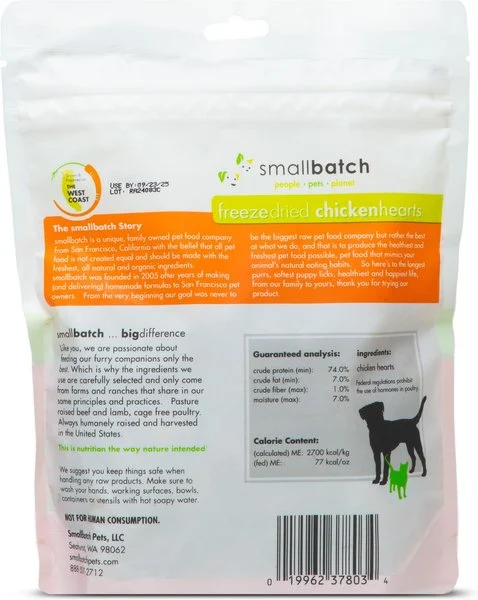 Chicken Hearts Grain-free Adult Freeze-dried Dog & Cat Treats, 3.5-oz Bag