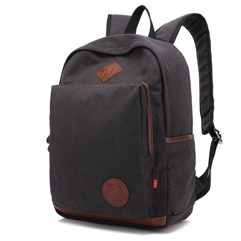 Vintage Canvas Backpack School - Black