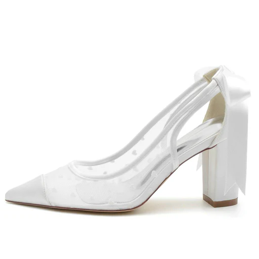 Chunky Heel 8.5cm Tulle Shoes Ck0197