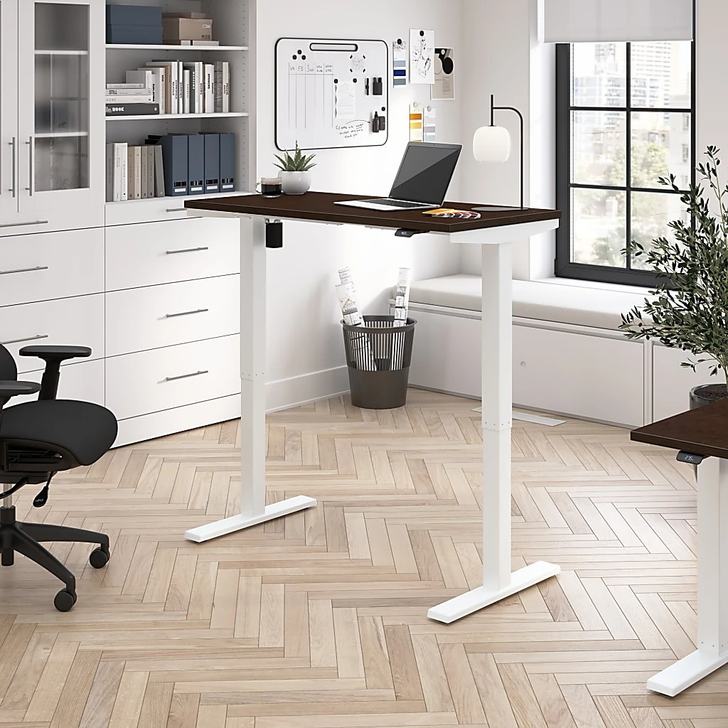 Bush Business Furniture Move 40 Series 48"w Electric Adjustable Standing Desk, Modern Hickory