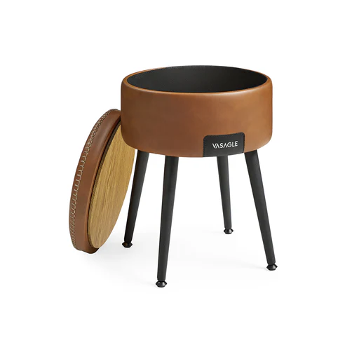 Ekho Collection Pouf De Rangement Moderne - Marron Caramel