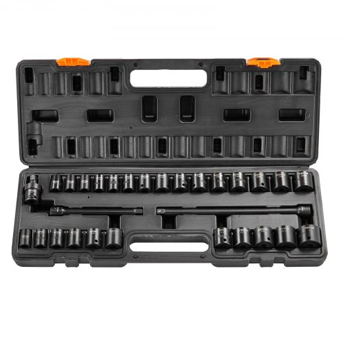 Impact Sockets Set 29pcs 6-point 3/8in Drive Bit Ratchet Tool Kit Case
