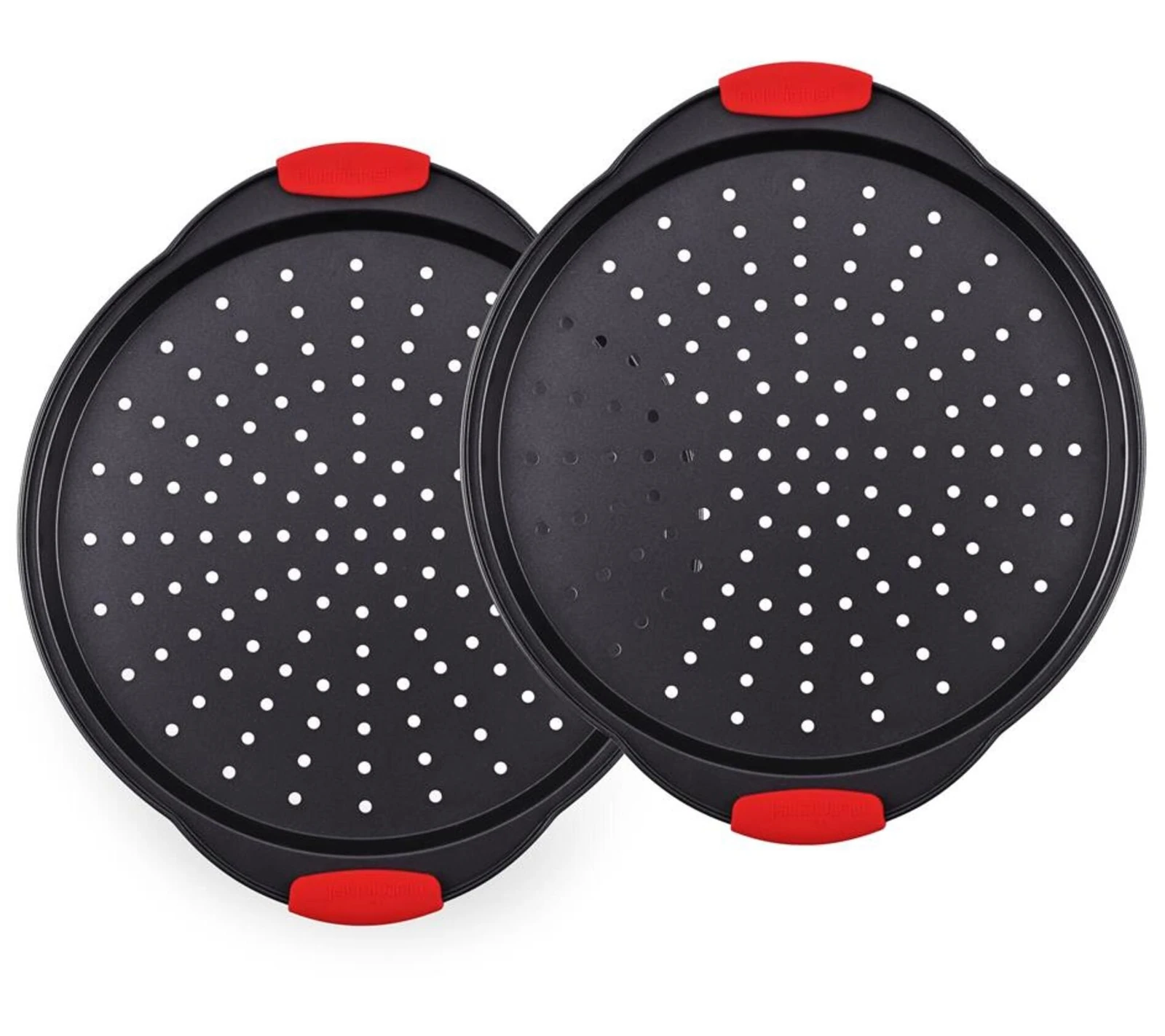 Nutrichef 2-pc. Non-stick Pizza Tray With Silicone Handle