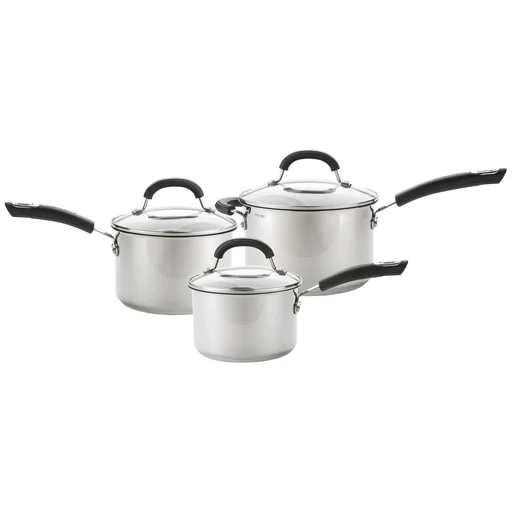 Total Stainless Steel Non-stick Induction Saucepan & Lid Set - 3 Pieces